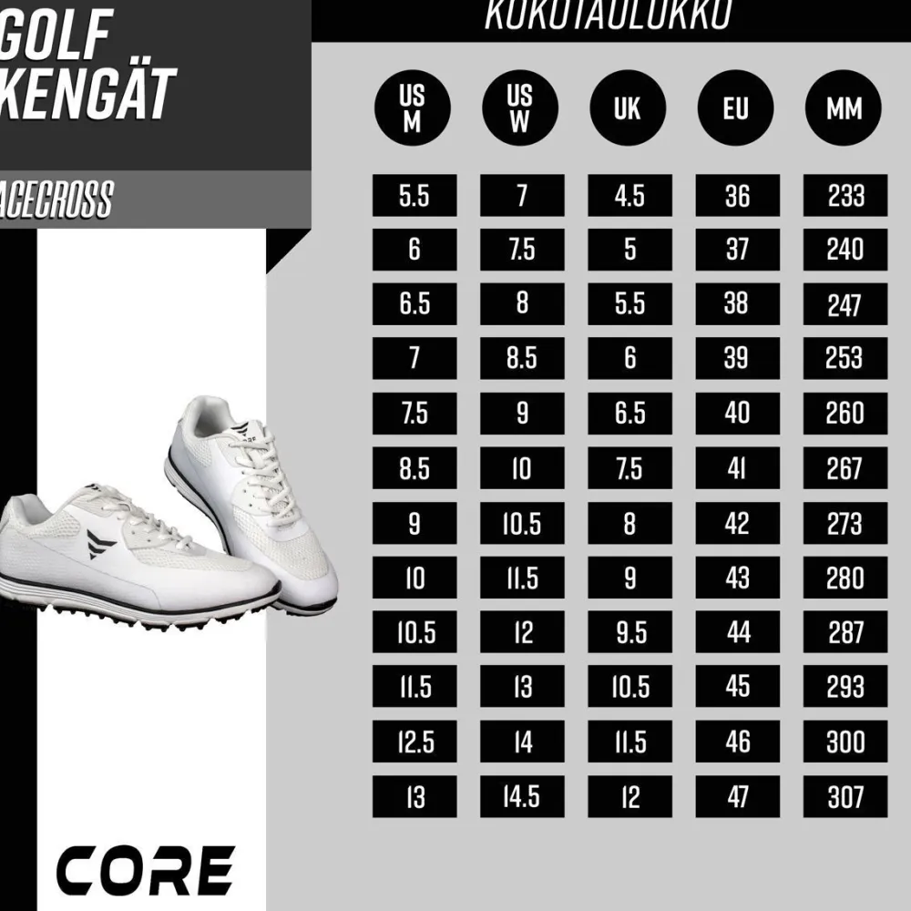 Sale Core Golfkengät Acecross, valkoinen, eri kokoja