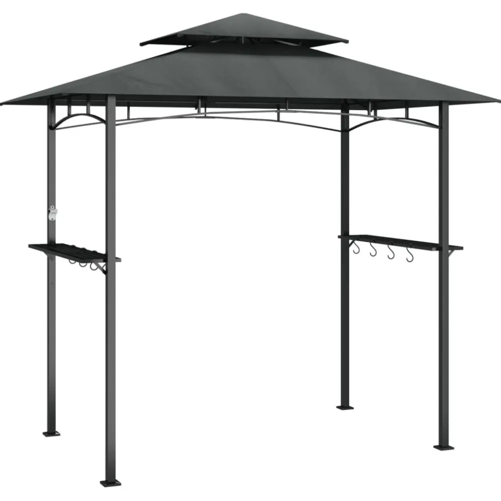 Clearance FinePRICE Grillikatos sivuhyllyillä 240x150x243 cm teräs antrasiitti
