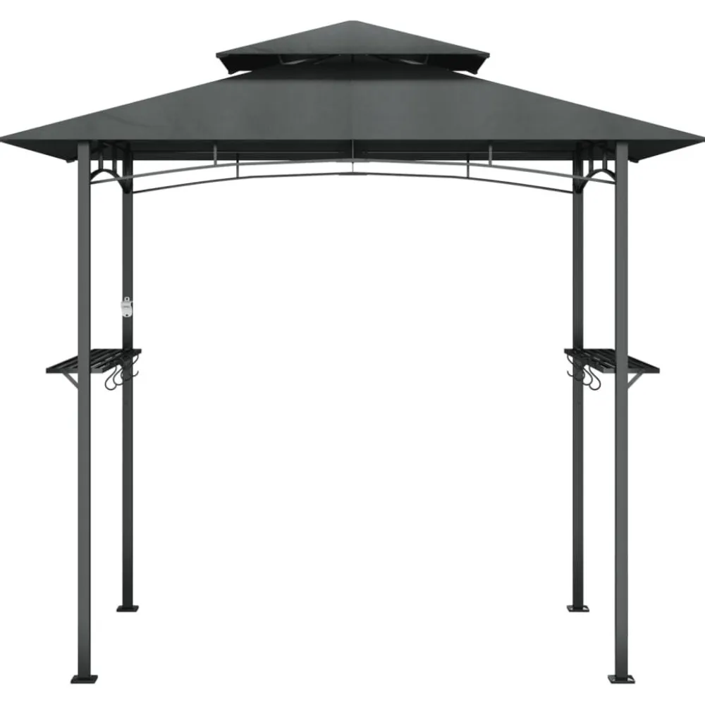 Clearance FinePRICE Grillikatos sivuhyllyillä 240x150x243 cm teräs antrasiitti