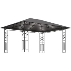 Discount FinePRICE Huvimaja hyttysverkko ja LED-valonauha 3x3x2,73 m ruskeanharmaa