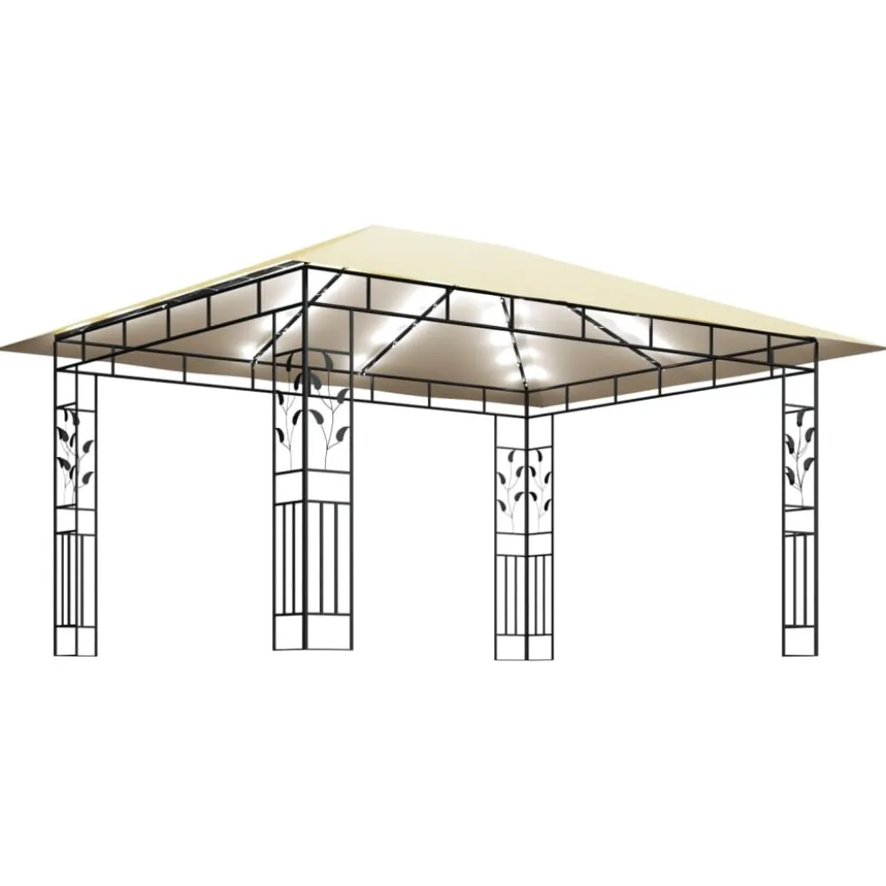 Discount FinePRICE Huvimaja hyttysverkko ja LED-valonauha 3x3x2,73 m ruskeanharmaa