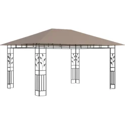 Discount FinePRICE Huvimaja hyttysverkko ja LED-valonauha 3x3x2,73 m ruskeanharmaa
