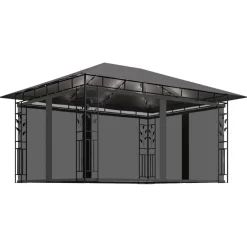 Discount FinePRICE Huvimaja hyttysverkko ja LED-valonauha 3x3x2,73 m ruskeanharmaa