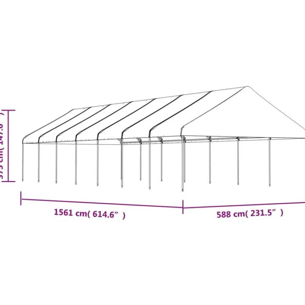Hot FinePRICE Huvimaja katolla valkoinen 15,61x5,88x3,75 m polyeteeni