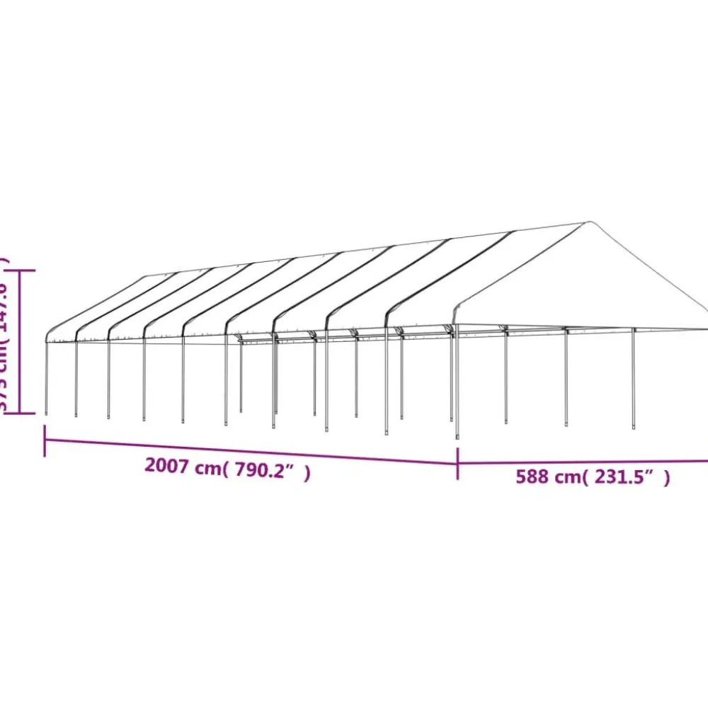 Best FinePRICE Huvimaja katolla valkoinen 20,07x5,88x3,75 m polyeteeni