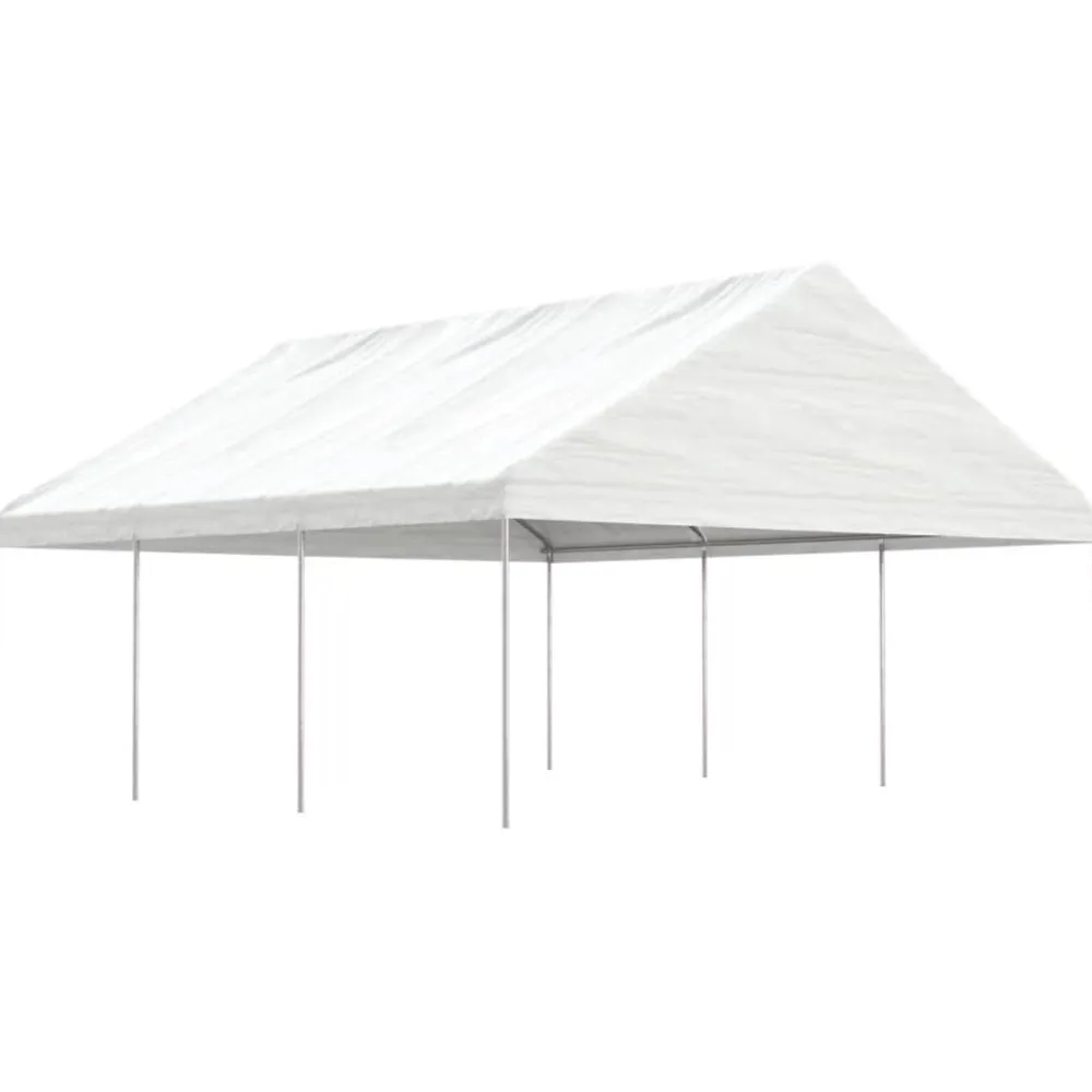 Clearance FinePRICE Huvimaja katolla valkoinen 6,69x5,88x3,75 m polyeteeni
