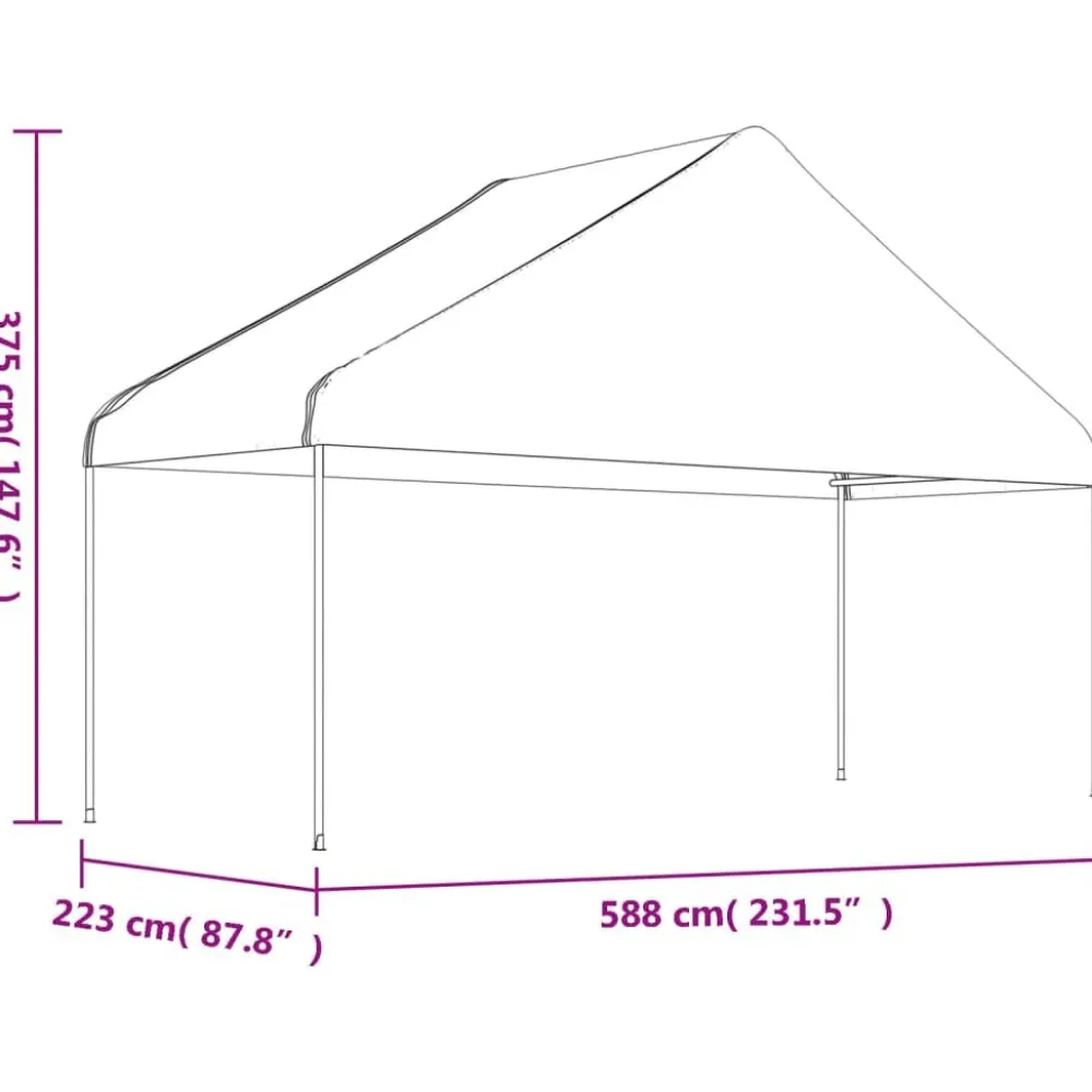 Clearance FinePRICE Huvimaja katolla valkoinen 6,69x5,88x3,75 m polyeteeni