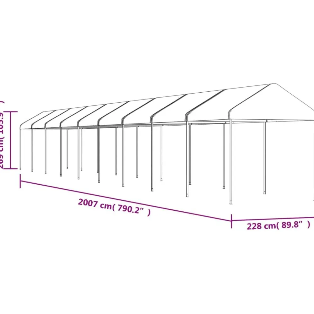 Clearance FinePRICE Huvimaja katolla valkoinen 20,07x2,28x2,69 m polyeteeni
