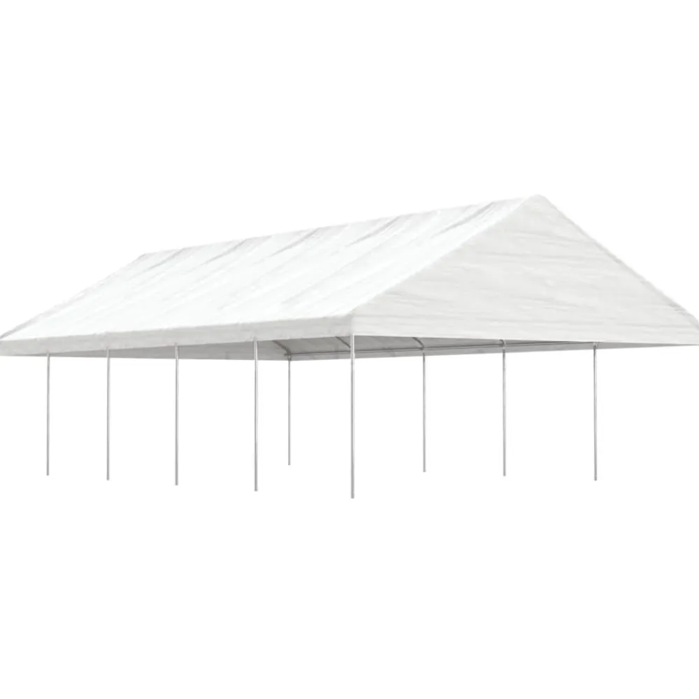 Hot FinePRICE Huvimaja katolla valkoinen 11,15x5,88x3,75 m polyeteeni