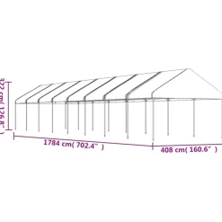 Best FinePRICE Huvimaja katolla valkoinen 17,84x4,08x3,22 m polyeteeni
