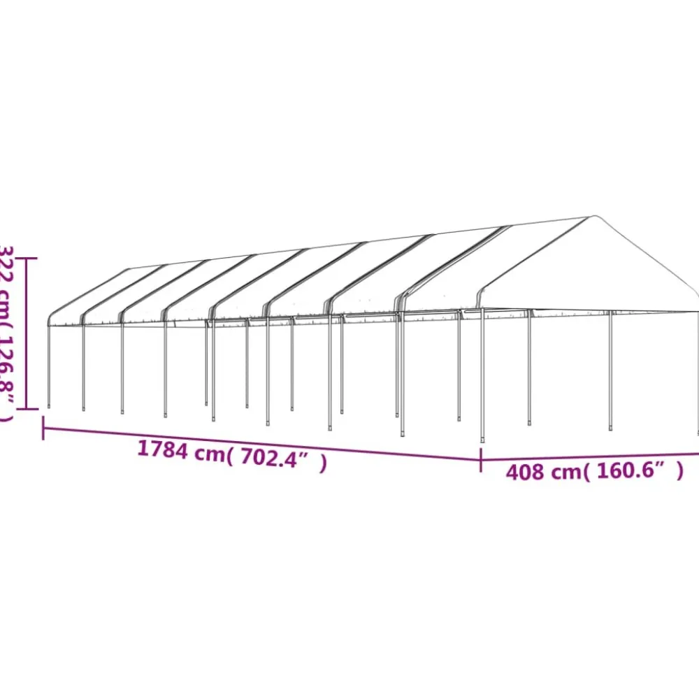 Best FinePRICE Huvimaja katolla valkoinen 17,84x4,08x3,22 m polyeteeni