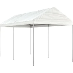 FinePRICE Huvimaja katolla valkoinen 4,46x2,28x2,69 m polyeteeni