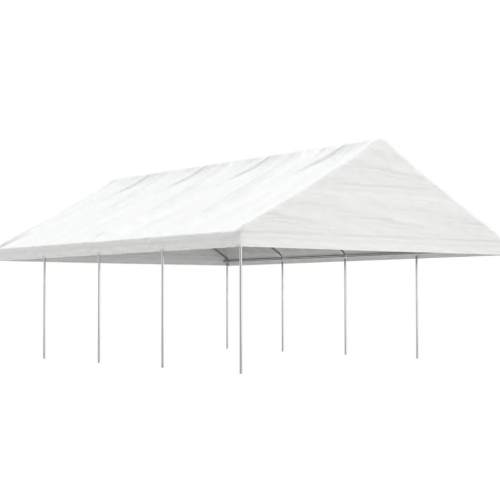 Sale FinePRICE Huvimaja katolla valkoinen 8,92x5,88x3,75 m polyeteeni