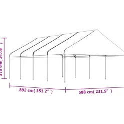 Sale FinePRICE Huvimaja katolla valkoinen 8,92x5,88x3,75 m polyeteeni