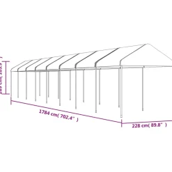 Best FinePRICE Huvimaja katolla valkoinen 17,84x2,28x2,69 m polyeteeni