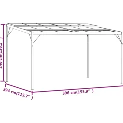 Best FinePRICE Huvimaja katolla 4x3x2,5 m alumiini ja teräs antrasiitti