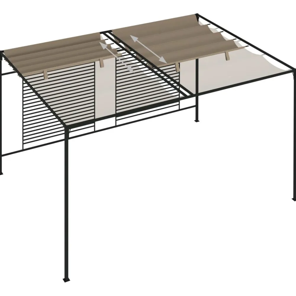 Discount FinePRICE Huvimaja sisäänvedettävä katto 3x4x2,3 m 180 g/m² taupe