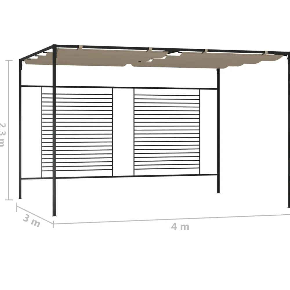 Discount FinePRICE Huvimaja sisäänvedettävä katto 3x4x2,3 m 180 g/m² taupe