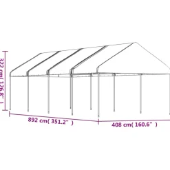 Hot FinePRICE Huvimaja valkoinen 8,92x4,08x3,22 m polyeteeni