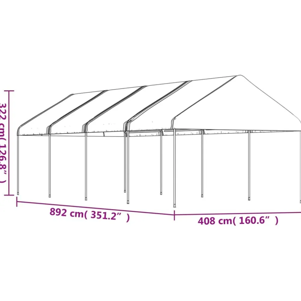 Hot FinePRICE Huvimaja valkoinen 8,92x4,08x3,22 m polyeteeni