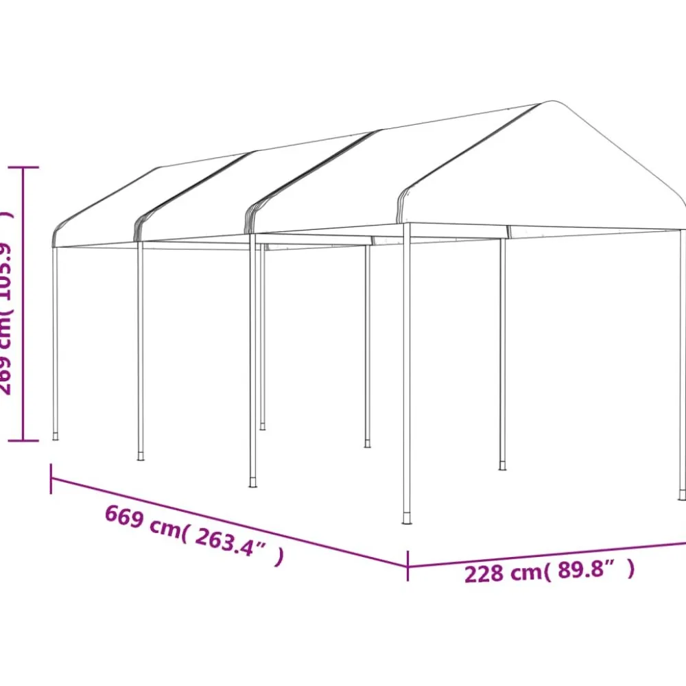 Discount FinePRICE Huvimaja valkoinen 6,69x2,28x2,69 m polyeteeni