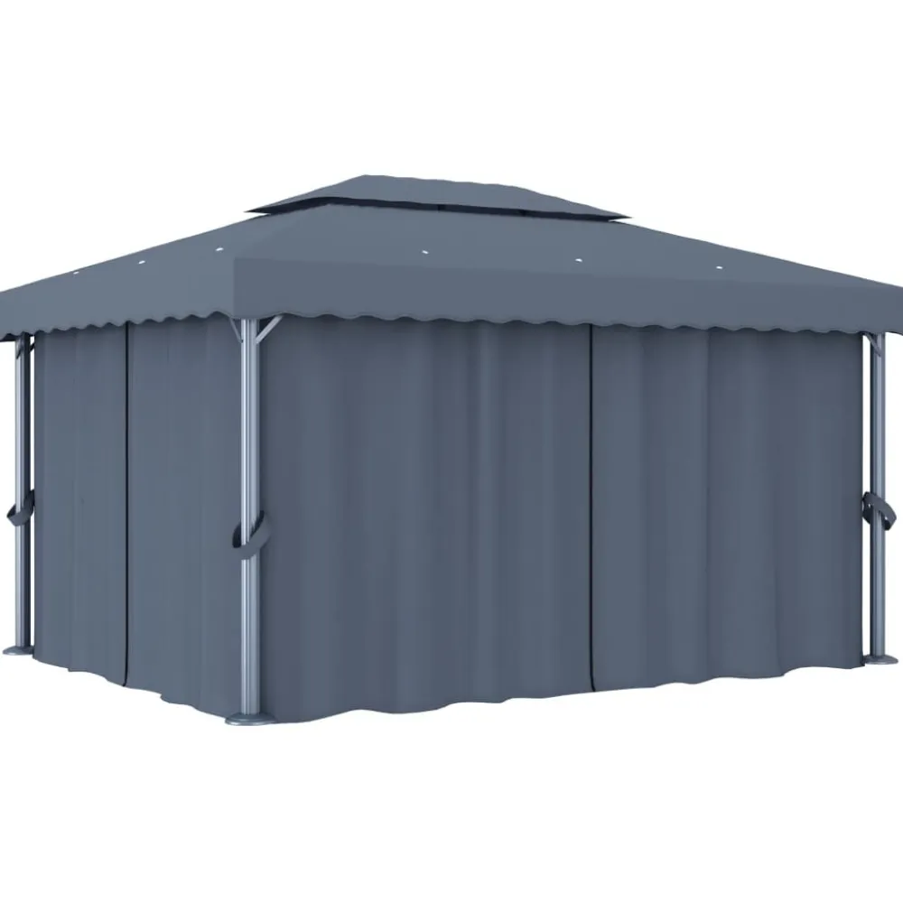 Clearance FinePRICE Huvimaja verhoilla 4x3 m alumiini antrasiitti