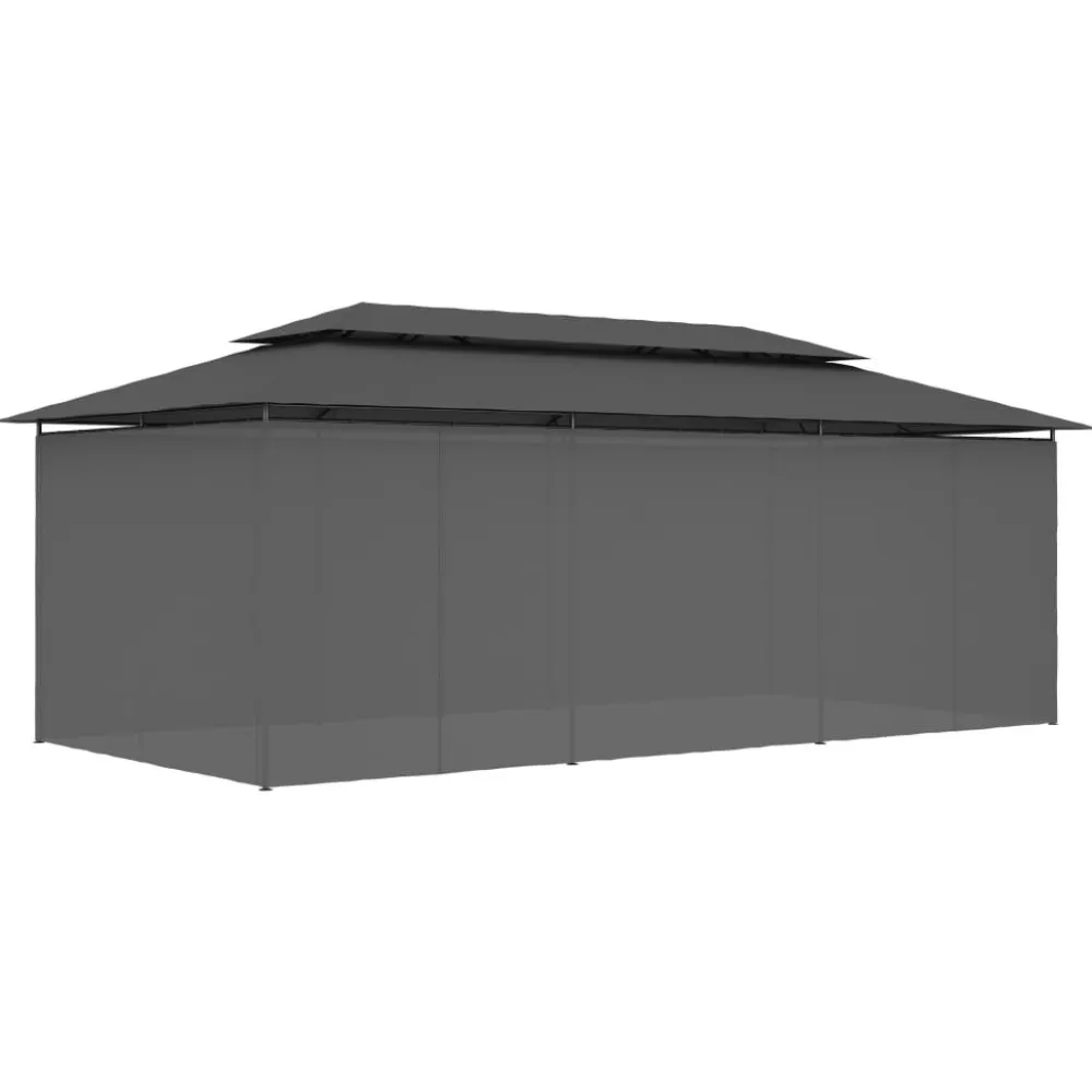 FinePRICE Huvimaja verhoilla 600x298x270 cm antrasiitti