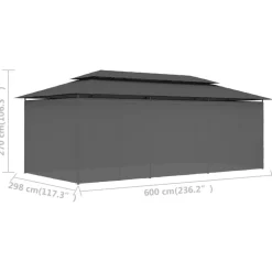 FinePRICE Huvimaja verhoilla 600x298x270 cm antrasiitti