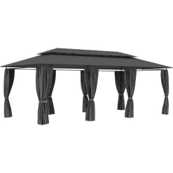 FinePRICE Huvimaja verhoilla 600x298x270 cm antrasiitti