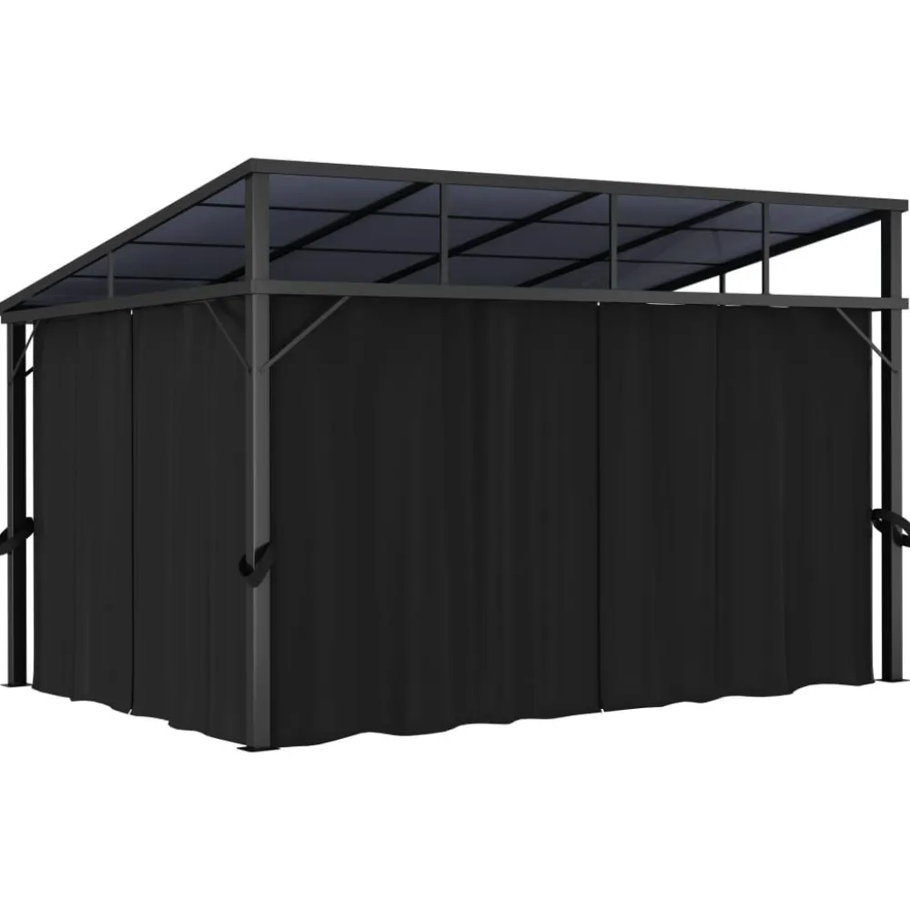 FinePRICE Huvimaja verhoilla 405x294x244 cm antrasiitti