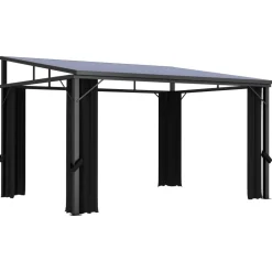 FinePRICE Huvimaja verhoilla 405x294x244 cm antrasiitti