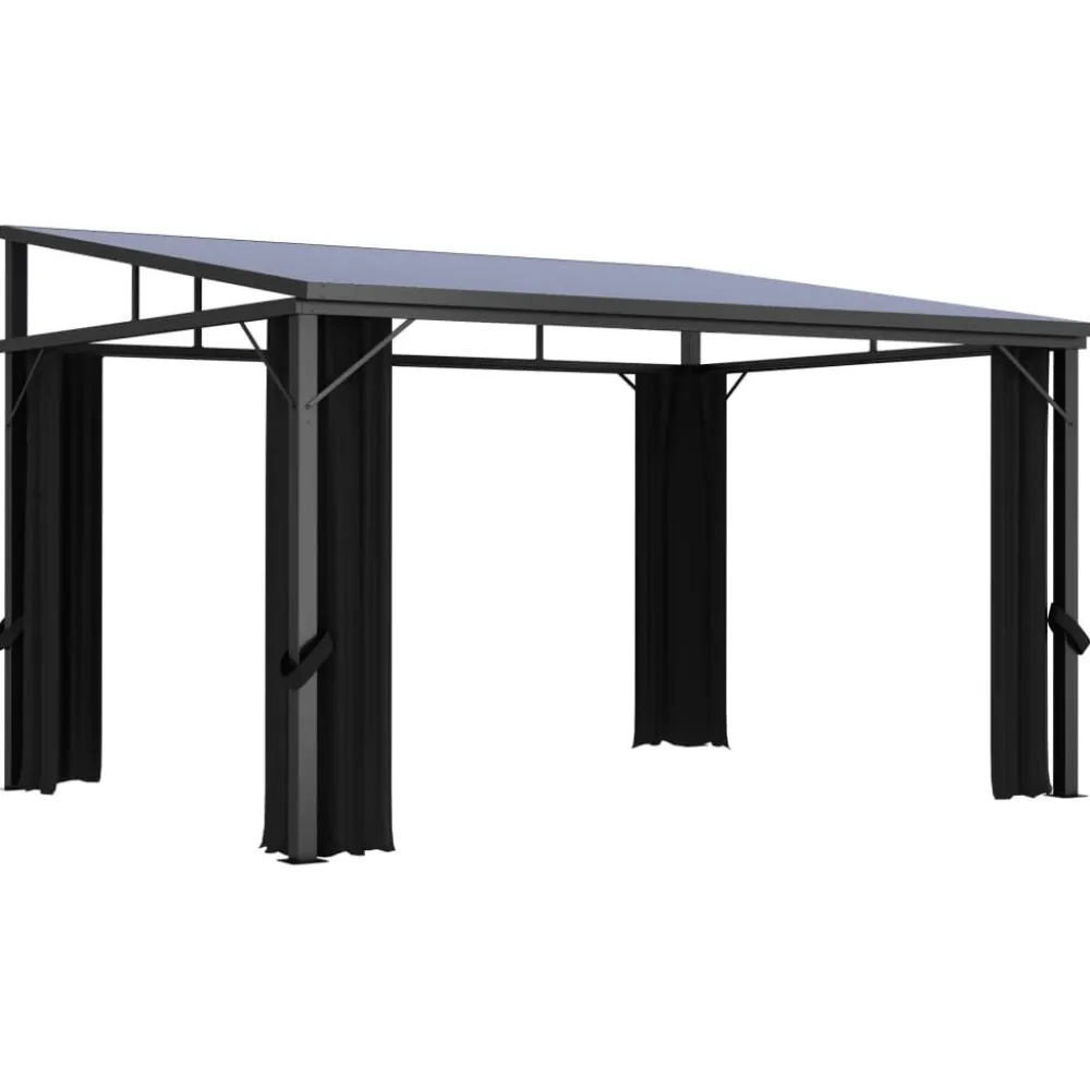 FinePRICE Huvimaja verhoilla 405x294x244 cm antrasiitti