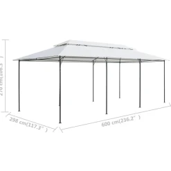 Best FinePRICE Huvimaja verhoilla 600x298x270 cm 180 g/m² valkoinen