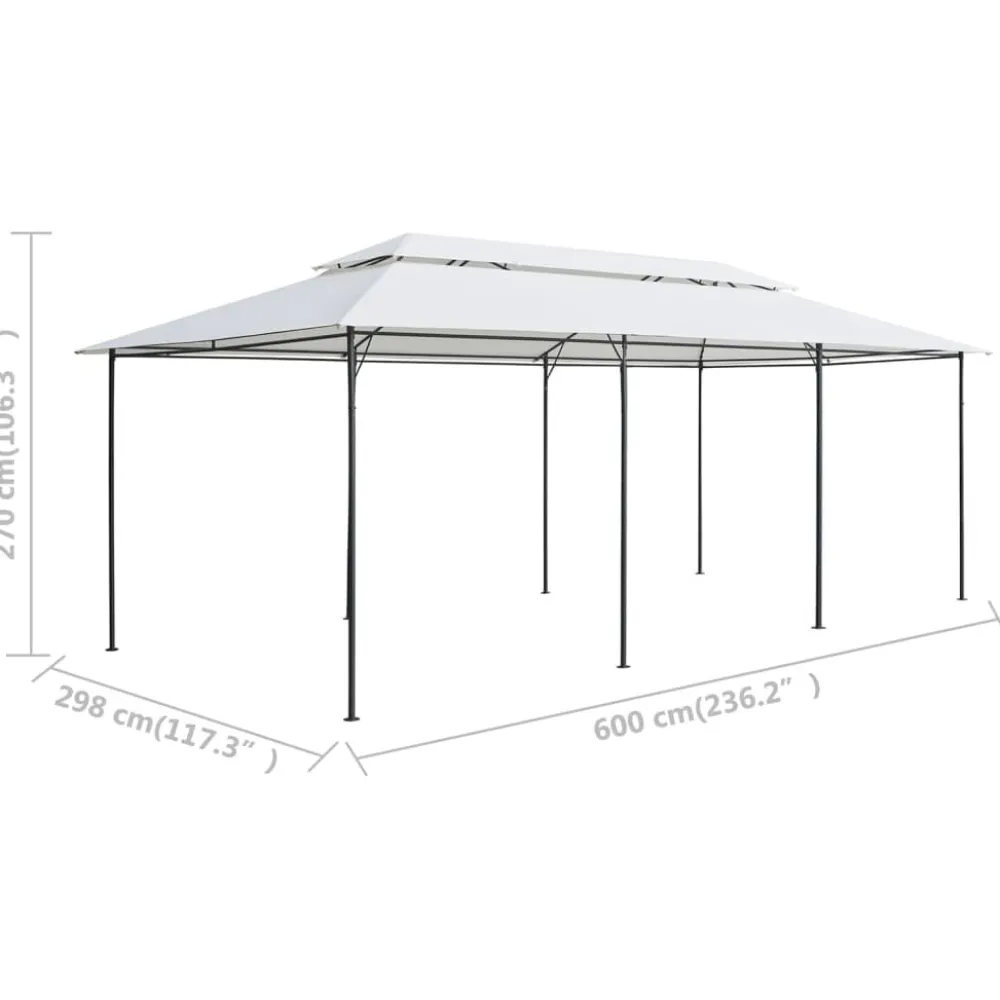 Best FinePRICE Huvimaja verhoilla 600x298x270 cm 180 g/m² valkoinen