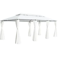 Best FinePRICE Huvimaja verhoilla 600x298x270 cm 180 g/m² valkoinen