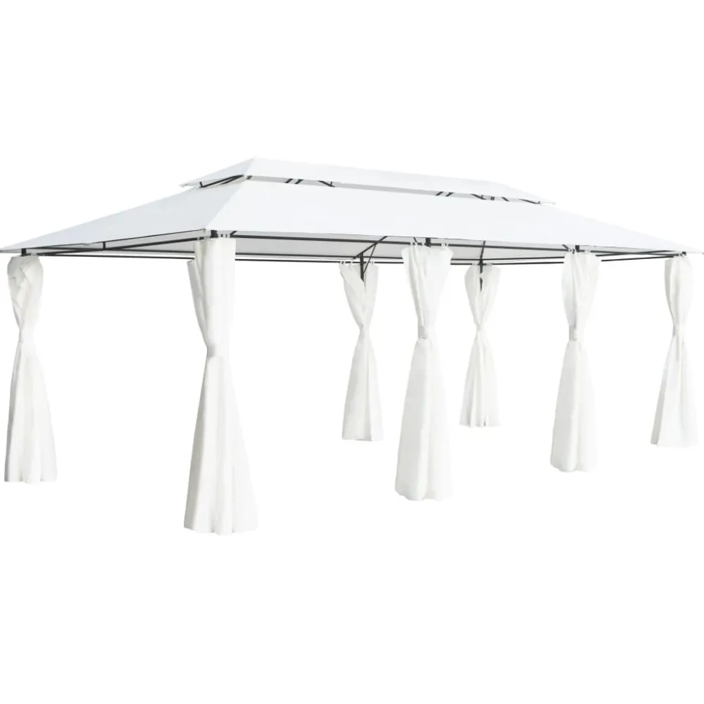 Best FinePRICE Huvimaja verhoilla 600x298x270 cm 180 g/m² valkoinen
