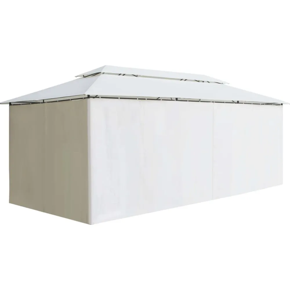 Best FinePRICE Huvimaja verhoilla 600x298x270 cm 180 g/m² valkoinen
