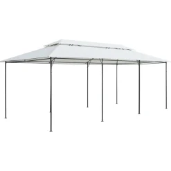 Best FinePRICE Huvimaja verhoilla 600x298x270 cm 180 g/m² valkoinen