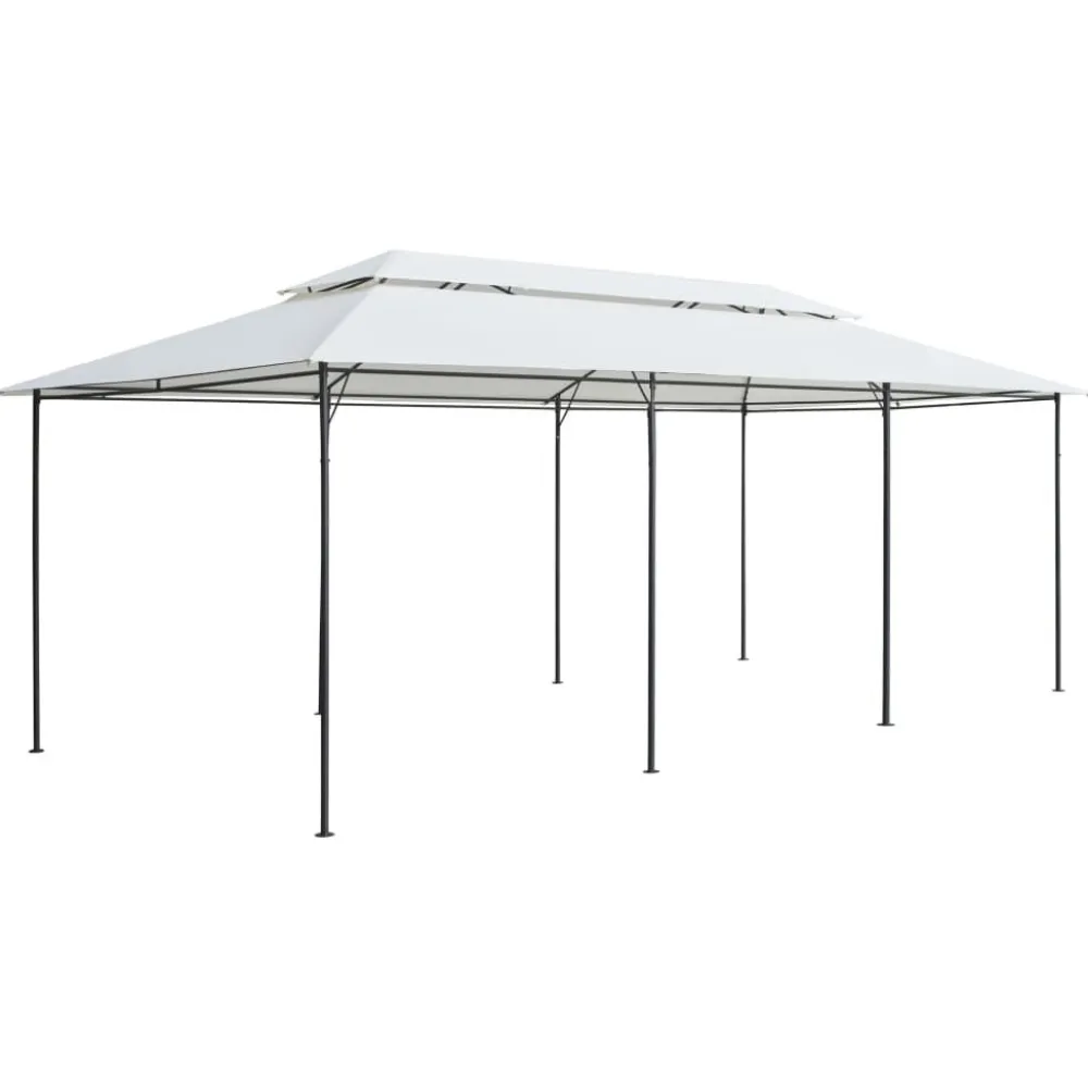 Best FinePRICE Huvimaja verhoilla 600x298x270 cm 180 g/m² valkoinen
