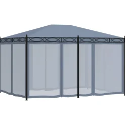 Best FinePRICE Huvimaja verkoilla 3x4 m teräs antrasiitti