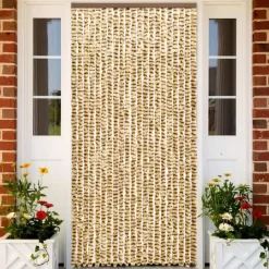 New FinePRICE Hyönteisverho beige ja ruskea 90x220 cm chenille