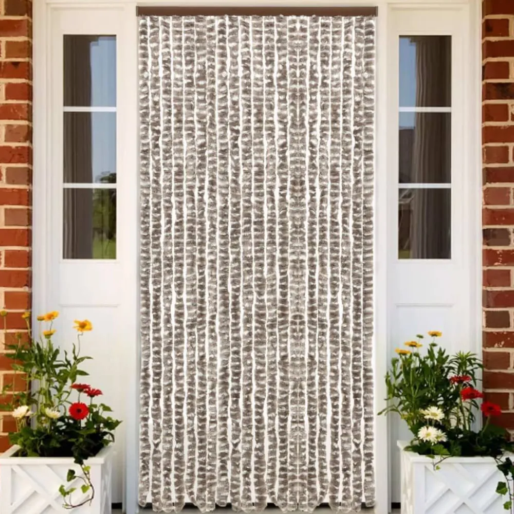 New FinePRICE Hyönteisverho harmaanruskea ja valkoinen 56x185 cm chenille