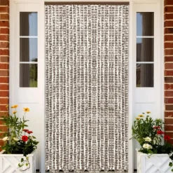 Clearance FinePRICE Hyönteisverho harmaanruskea ja valkoinen 100x220 cm chenille