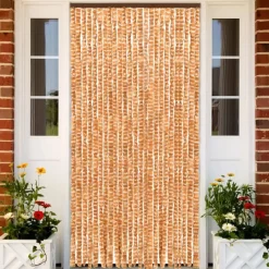 FinePRICE Hyönteisverho okra ja valkoinen 100x220 cm chenille
