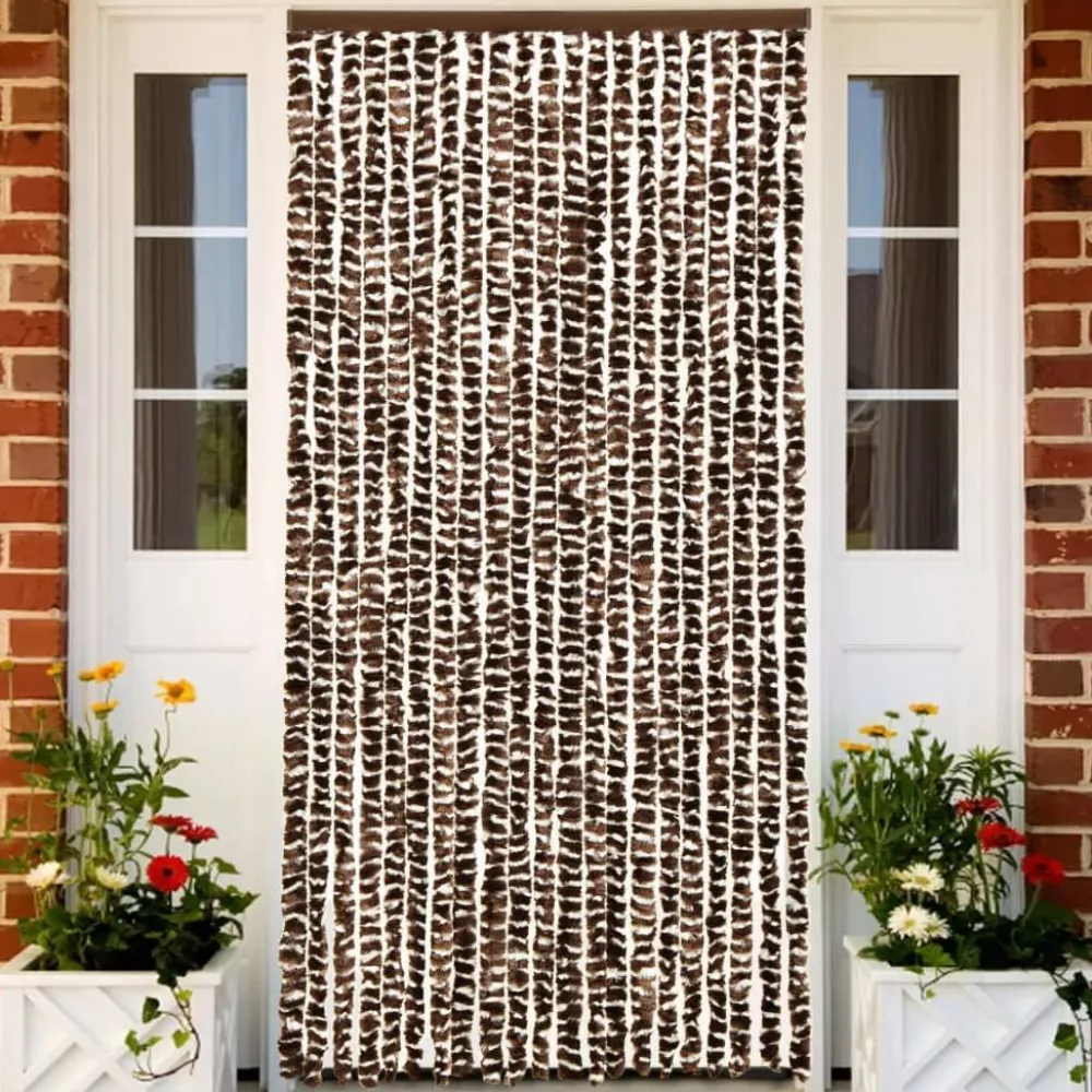 FinePRICE Hyönteisverho ruskea ja valkoinen 56x185 cm chenille
