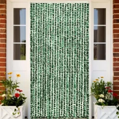 Hot FinePRICE Hyönteisverho vihreä ja valkoinen 100x220 cm chenille