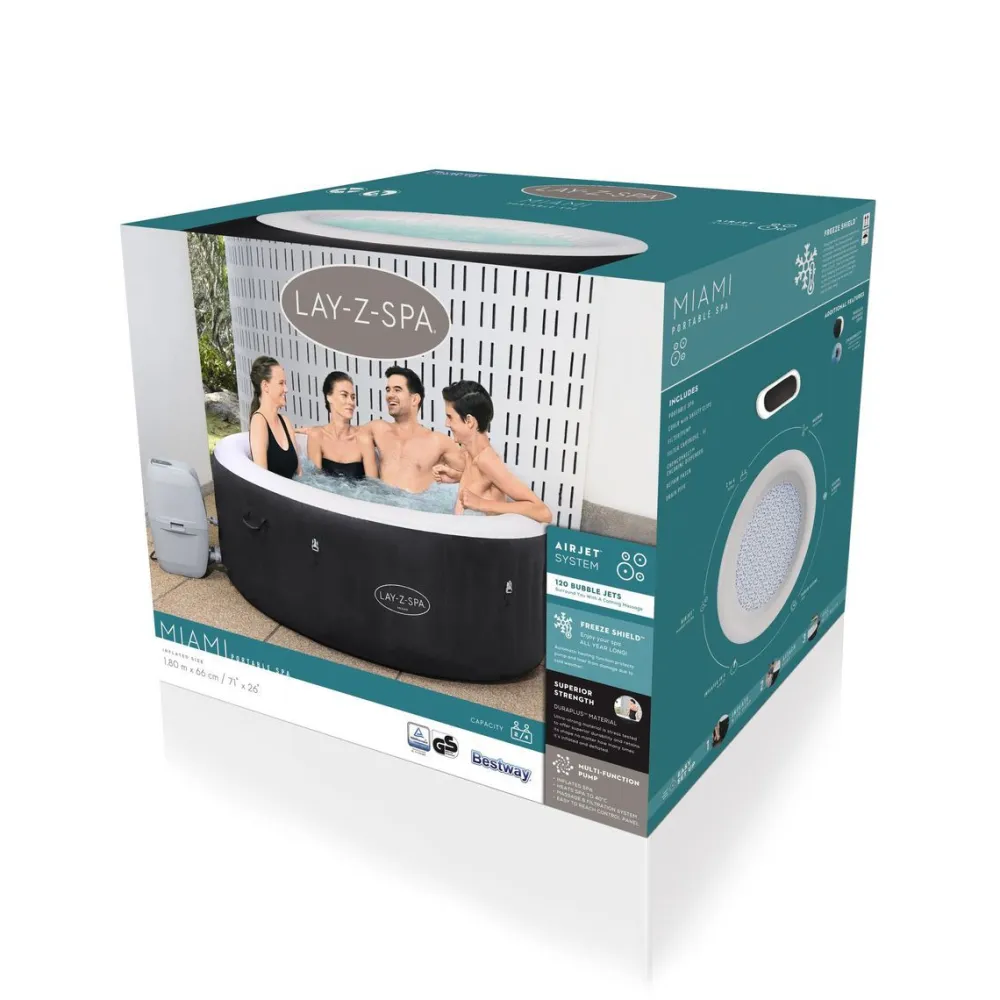 Bestway Ilmatäytteinen poreallas Lay-Z-Spa Miami AirJet 2-4 hlöä musta