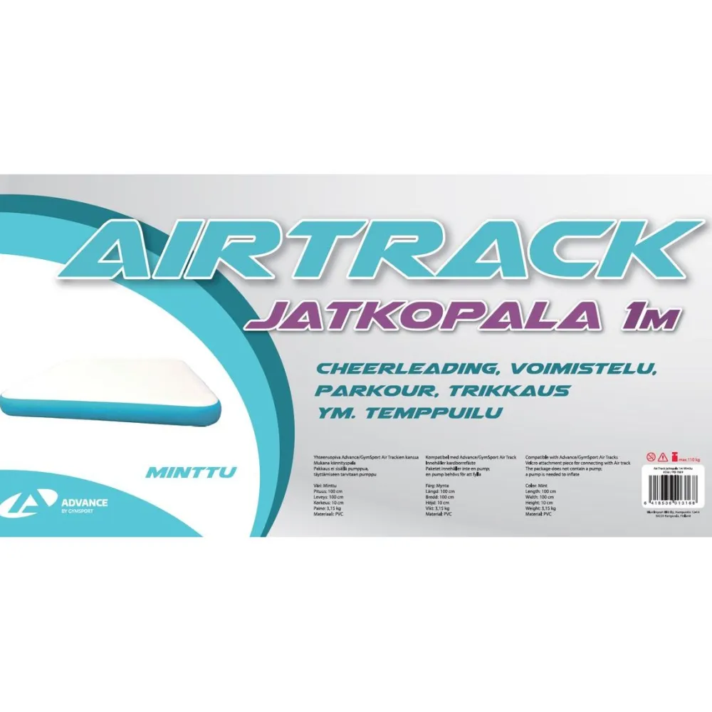 Clearance Gymsport Ilmavolttipatjan jatkopala AirTrack Advance 1 x 1 m minttu