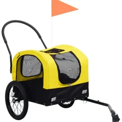 Discount FinePRICE 2-in-1 lemmikkikärry pyörään/juoksurattaat keltainen & musta