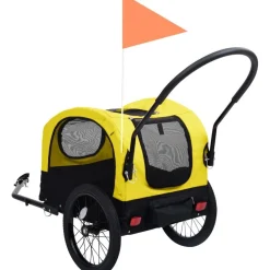 Discount FinePRICE 2-in-1 lemmikkikärry pyörään/juoksurattaat keltainen & musta